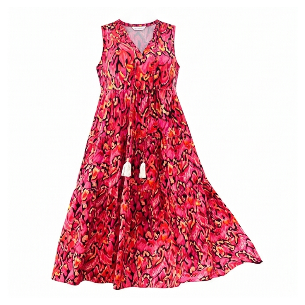 Soleia™ – Tiered Boho Midi Dress for Effortless Summer Days