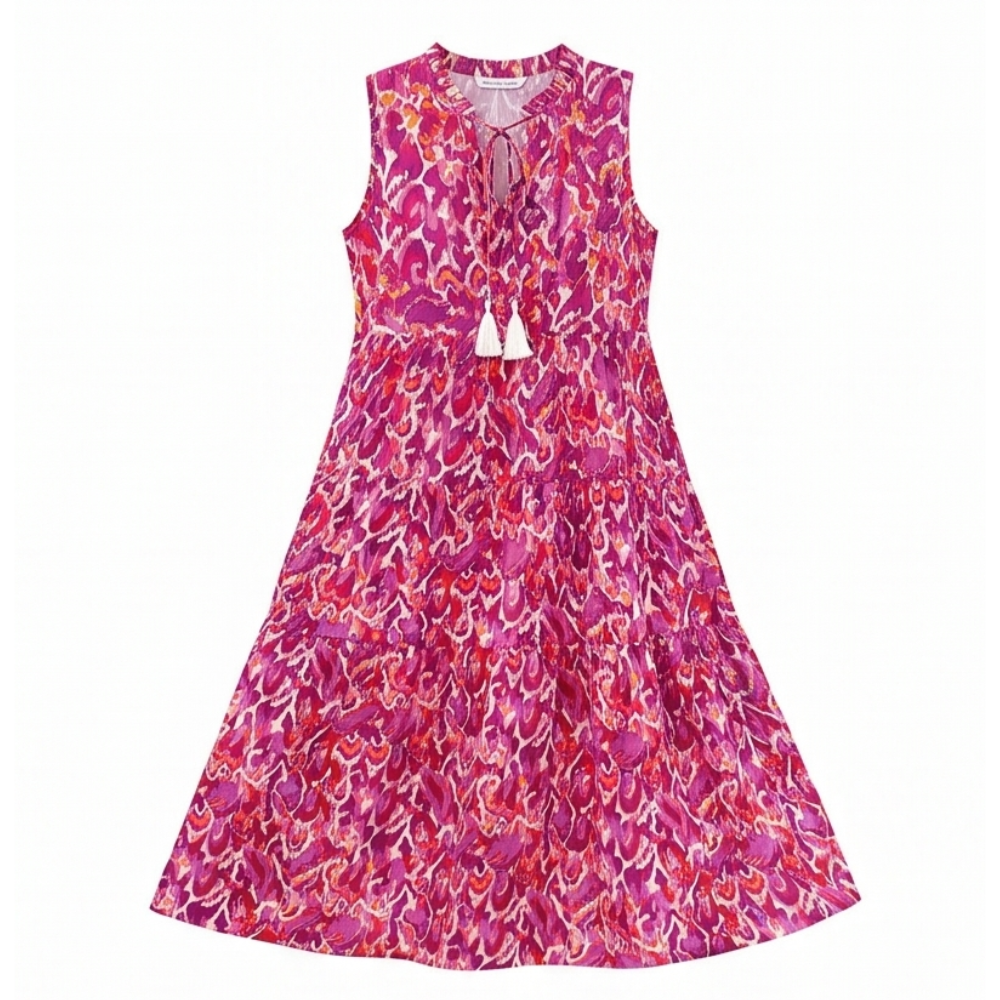 Soleia™ – Tiered Boho Midi Dress for Effortless Summer Days