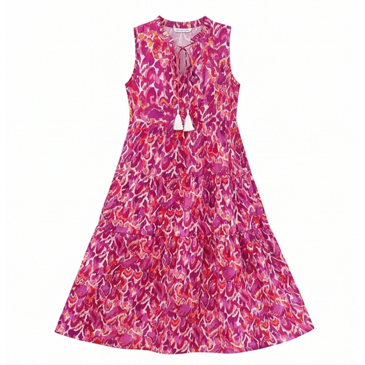 Soleia™ – Tiered Boho Midi Dress for Effortless Summer Days