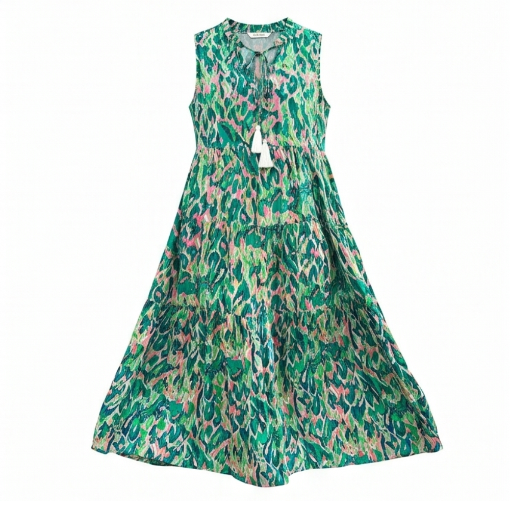 Soleia™ – Tiered Boho Midi Dress for Effortless Summer Days