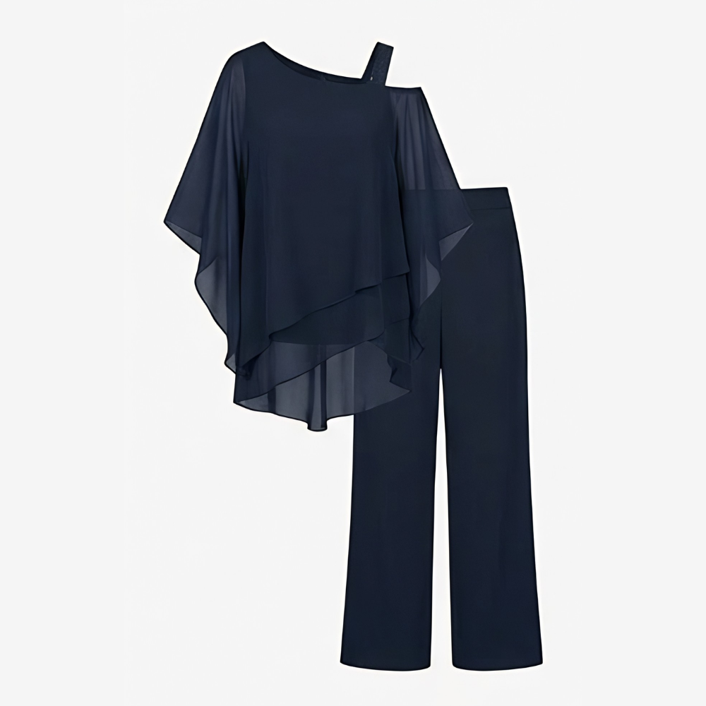 Élora™ – Asymmetric Chiffon Two-Piece Set