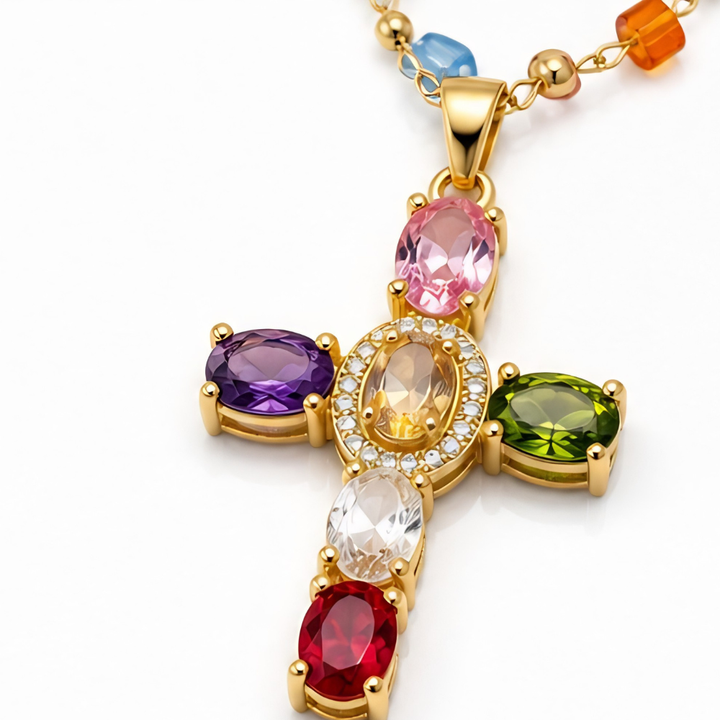 Lumora™ – Rainbow Cross Pendant Necklace