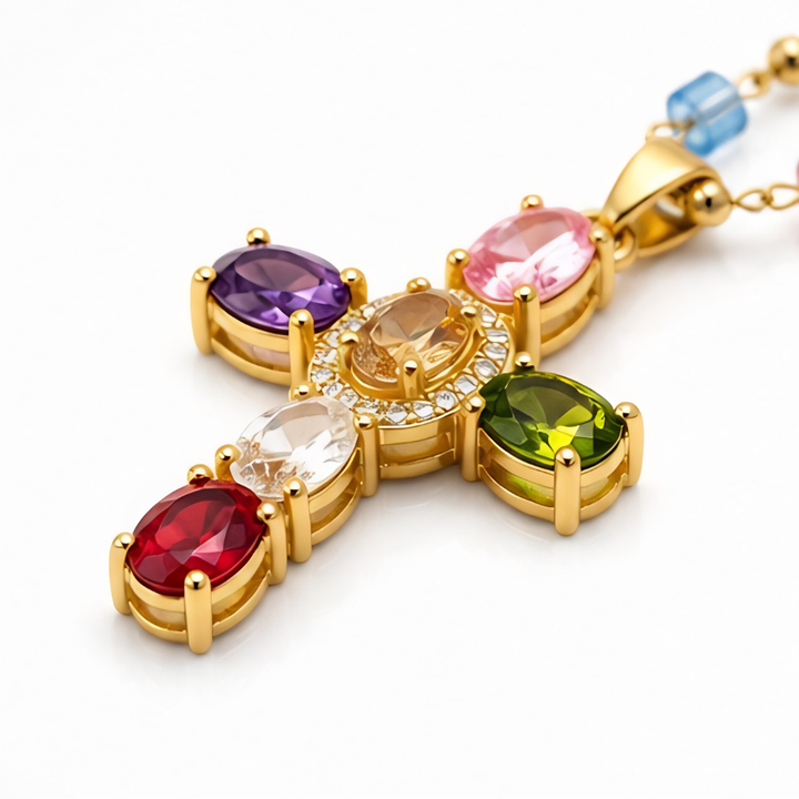 Lumora™ – Rainbow Cross Pendant Necklace