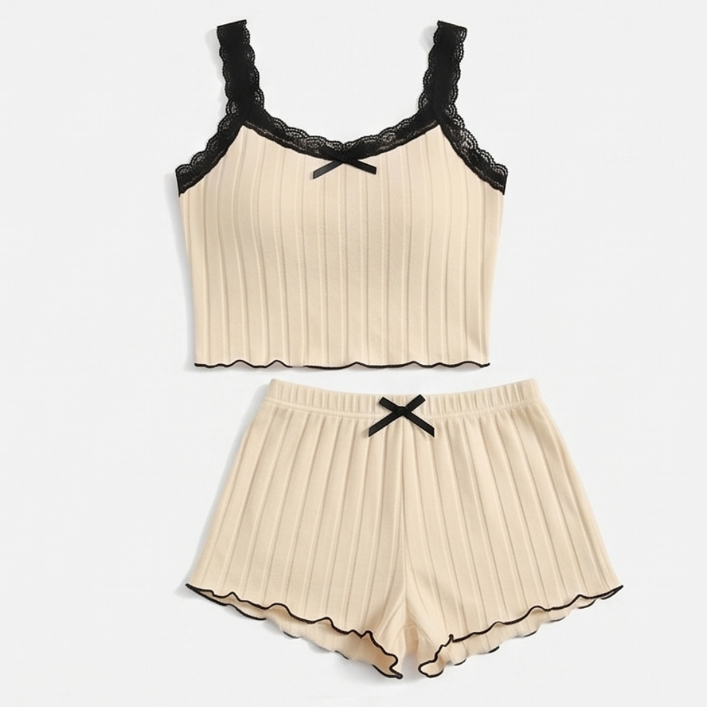 Lunavia™ – Ribbed Knit Cami & Shorts Pajama Set