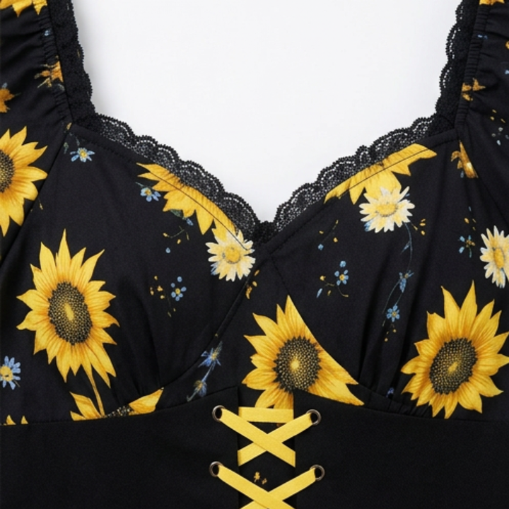 Florenza™ – Sunflower Corset Midi Dress