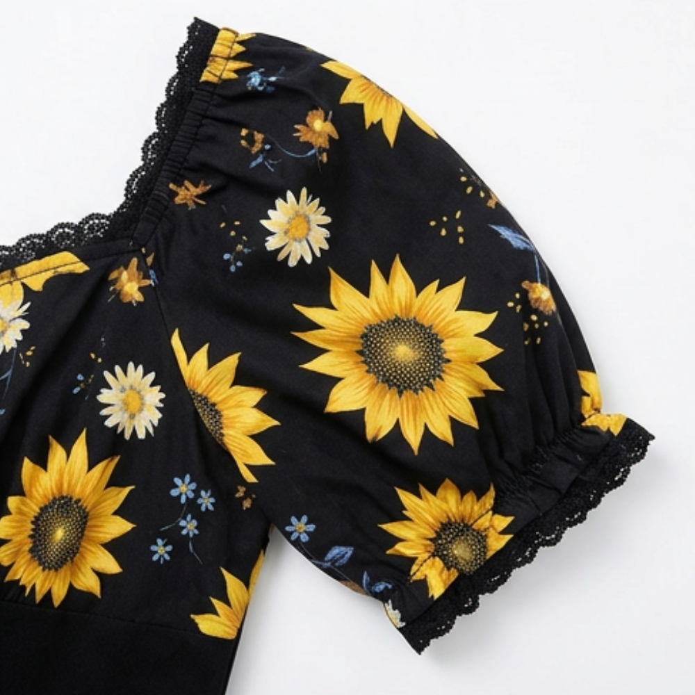 Florenza™ – Sunflower Corset Midi Dress