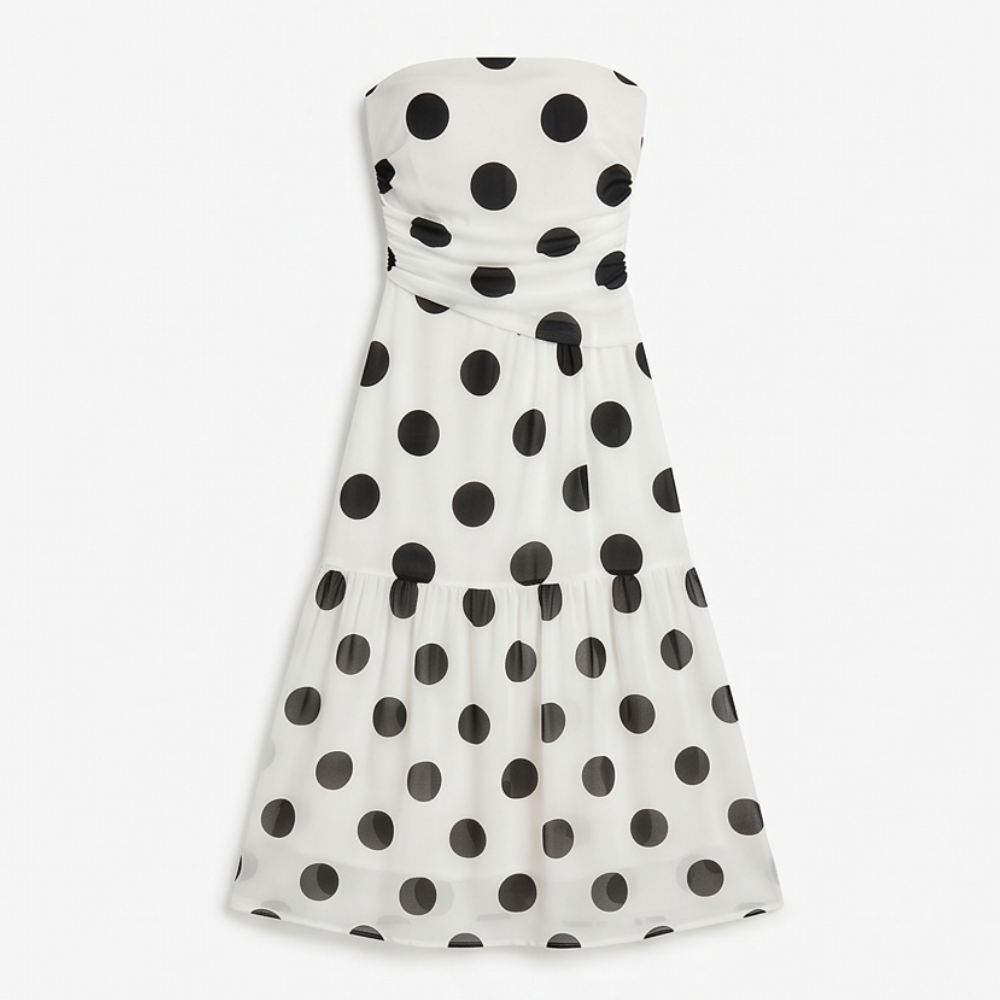 Soliana™ – Sheer Tiered Polka Dot Dress