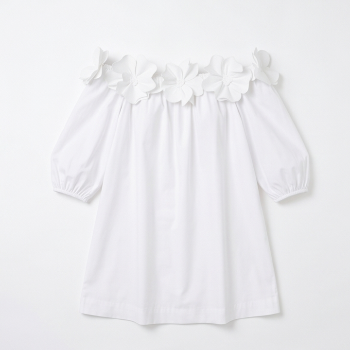 Florenza™ – Sculpted Rose Off-Shoulder Dress
