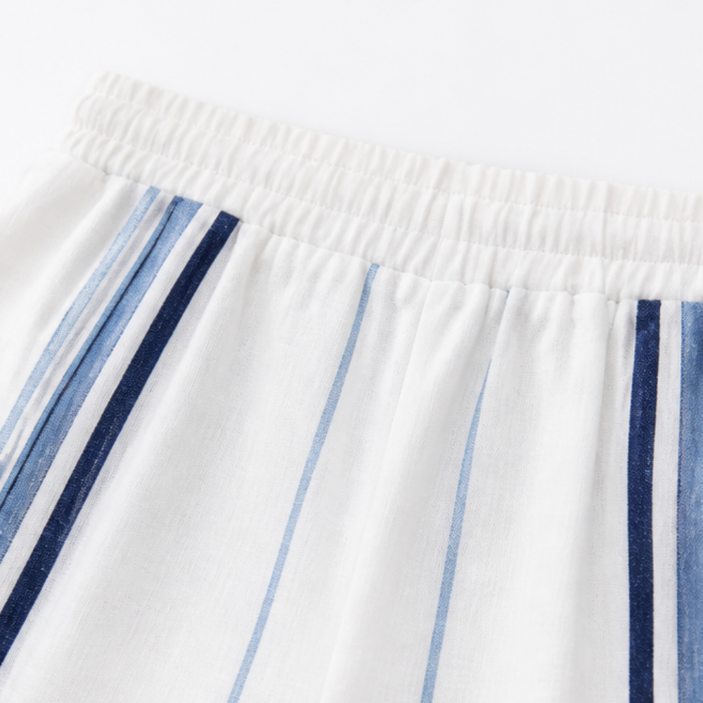 Tara - Women's Coastal Striped Shirt and Shorts Set
