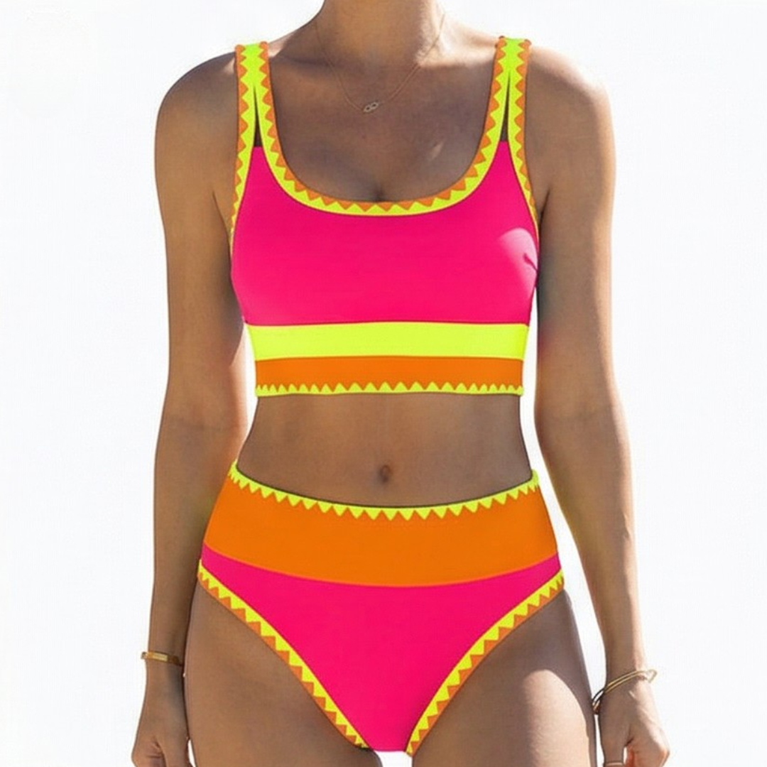 Solara™ Color Block Sporty 3 Piece Bikini Set