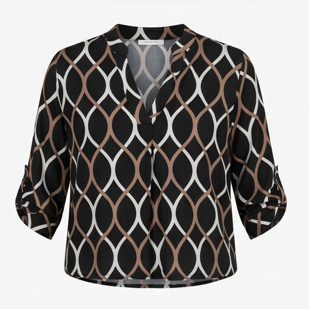 Nora™ – Flowy Printed V-Neck Blouse