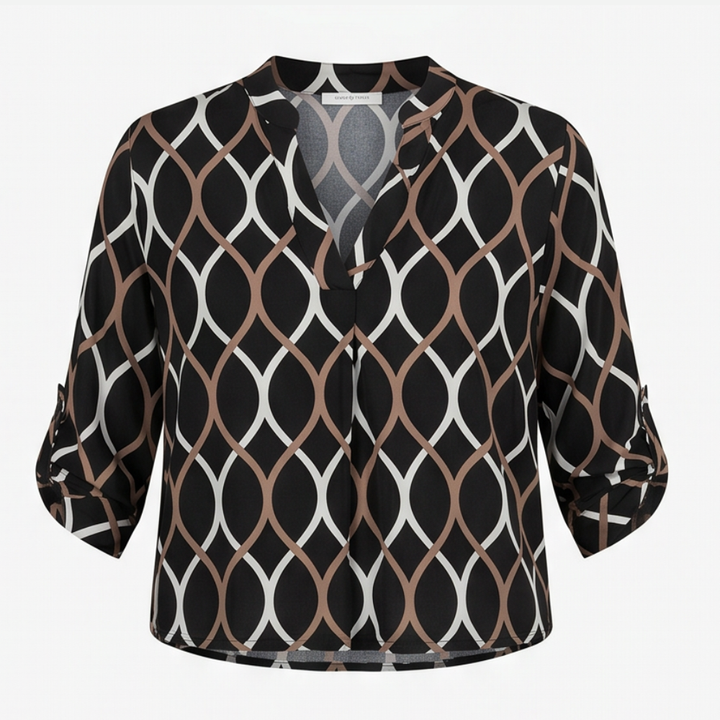 Nora™ – Flowy Printed V-Neck Blouse