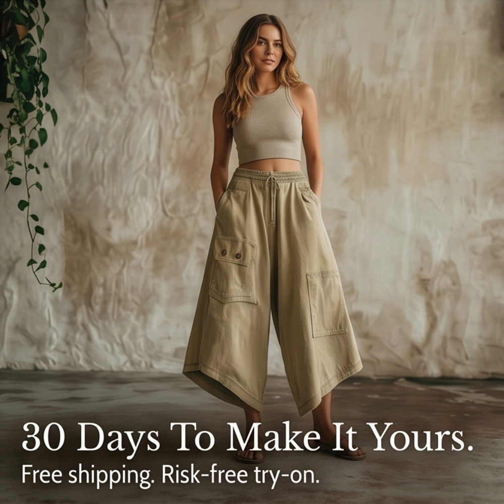 Wearbella™ – Wide-Leg Cargo Culottes with Asymmetric Hem