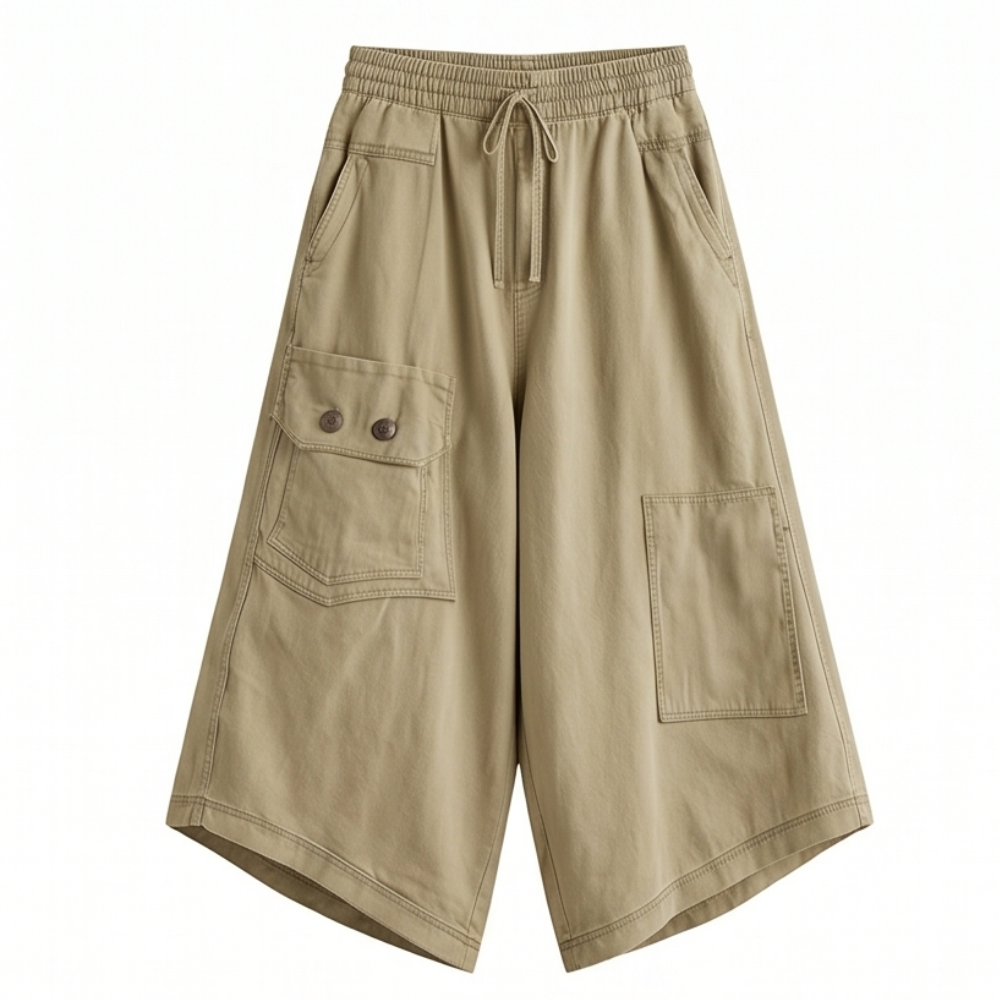 Wearbella™ – Wide-Leg Cargo Culottes with Asymmetric Hem
