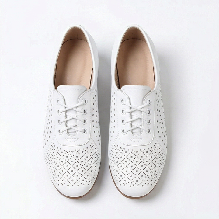 Aerella™ – Breathable Perforated Block Heel Lace Up Shoes