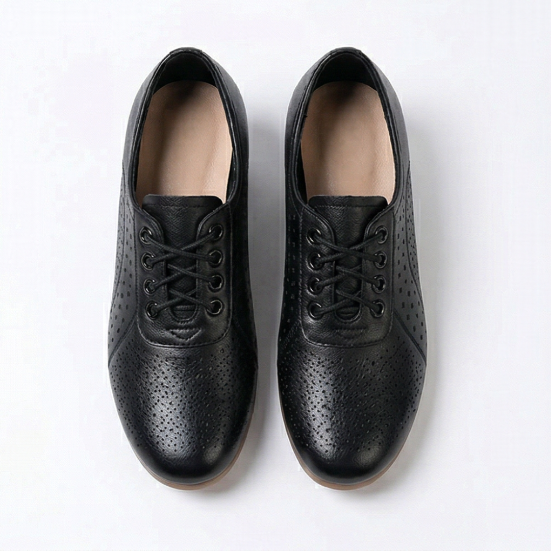 Aerella™ – Breathable Perforated Block Heel Lace Up Shoes