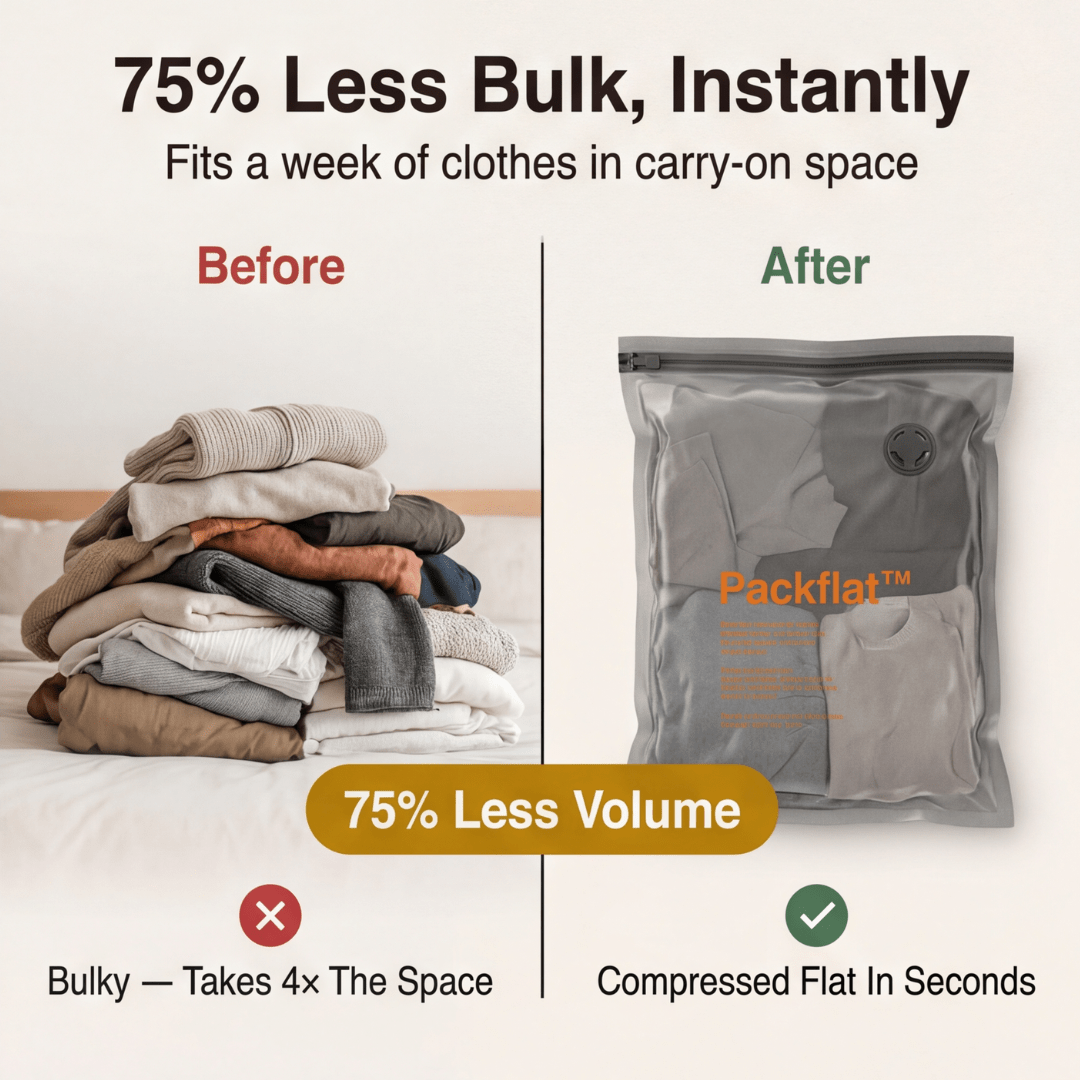 Packflat™ – Space Saving Vacuum Bags with Electric Pump