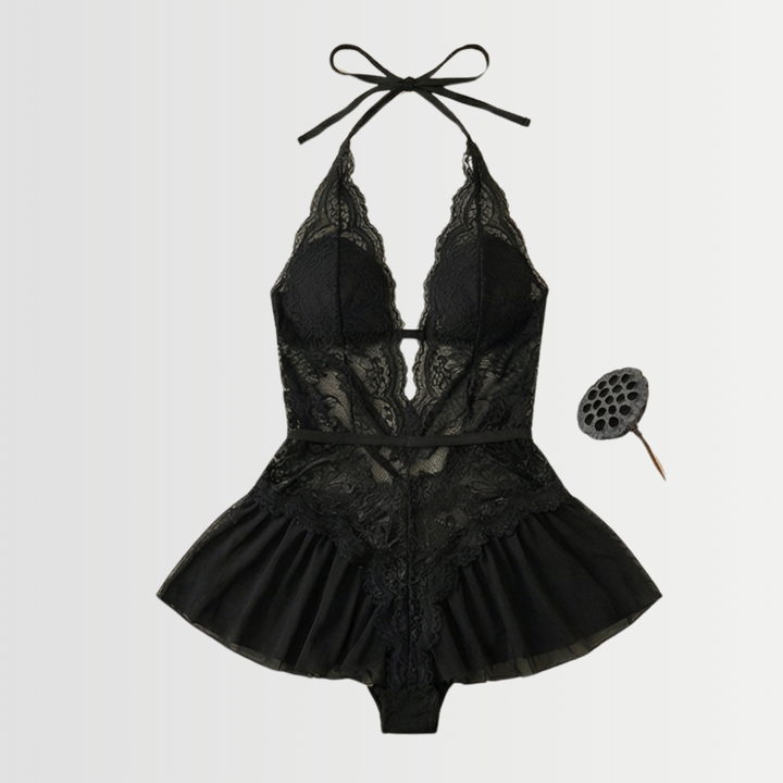 Velara™ – Floral Lace Teddy with Ruffle Hem