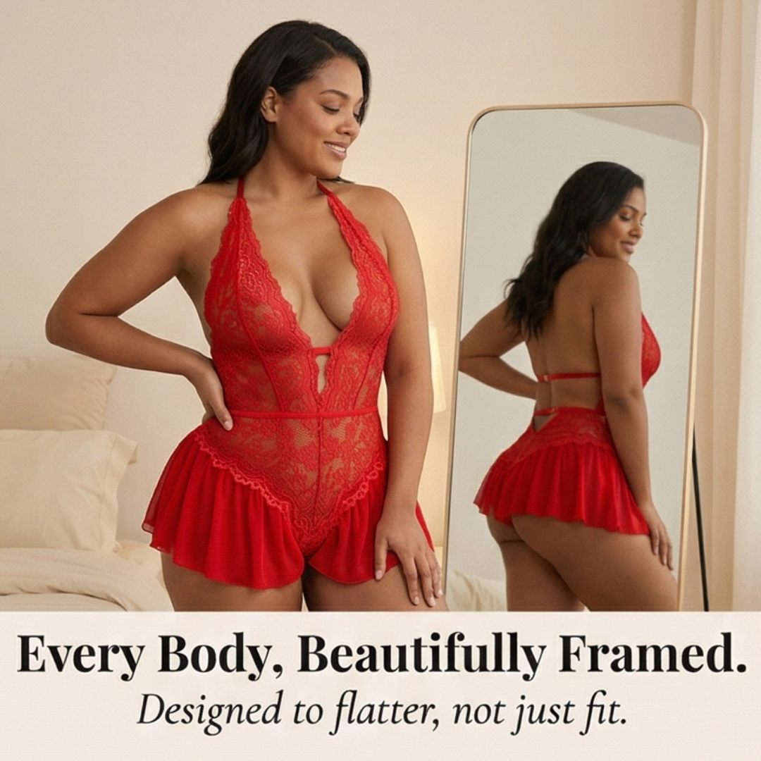 Velara™ – Floral Lace Teddy with Ruffle Hem