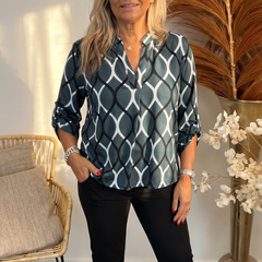 Nora™ – Flowy Printed V-Neck Blouse