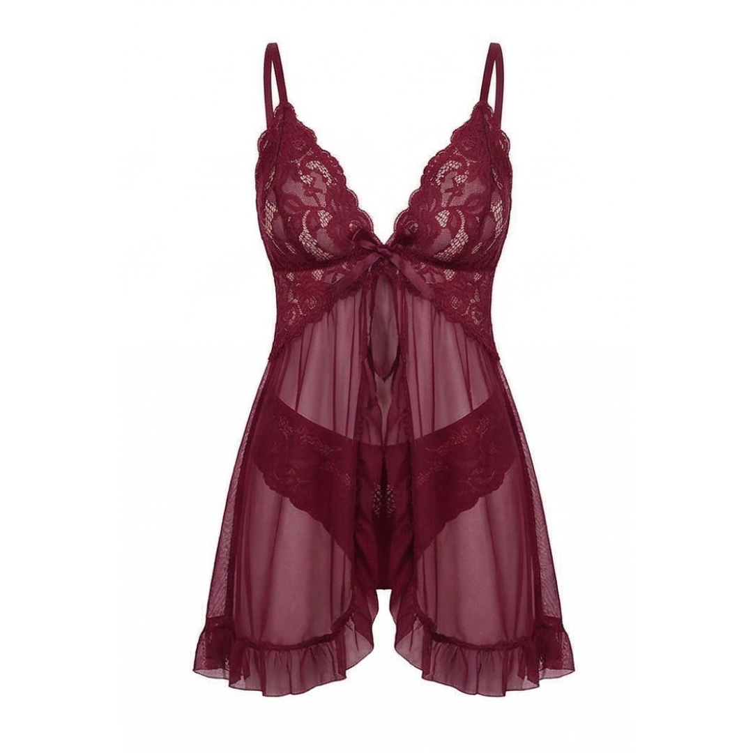 Lunaire™ – Floral Lace Babydoll Nightgown