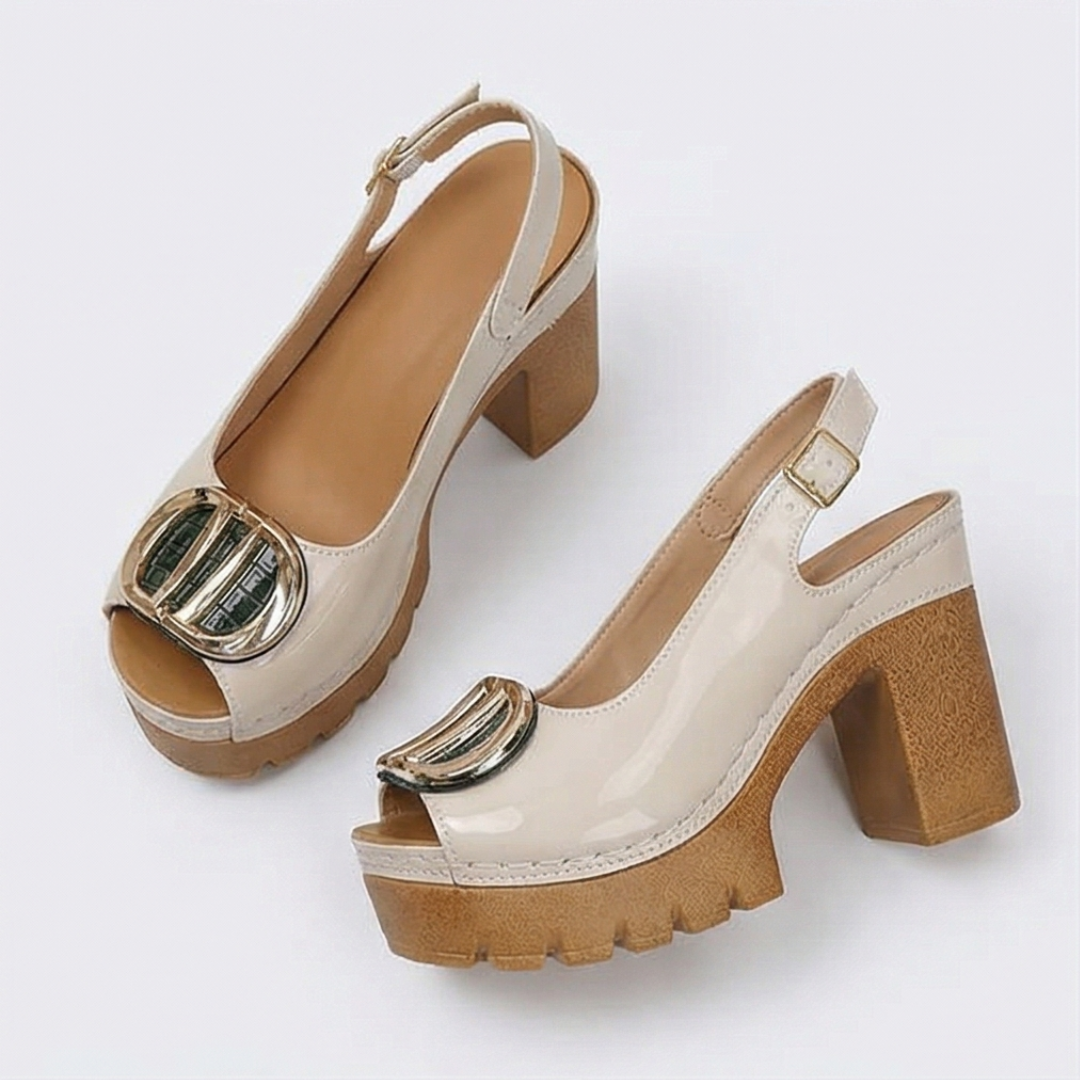 Floressa™ – Statement Buckle Platform Heeled Sandals