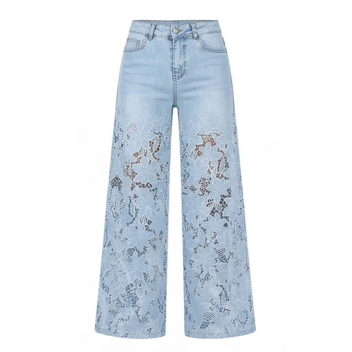 Laceveil™ – Floral Lace Patchwork Wide Leg Jeans