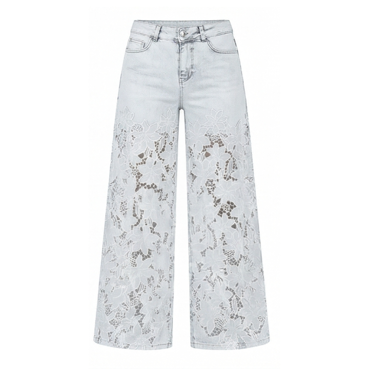 Laceveil™ – Floral Lace Patchwork Wide Leg Jeans