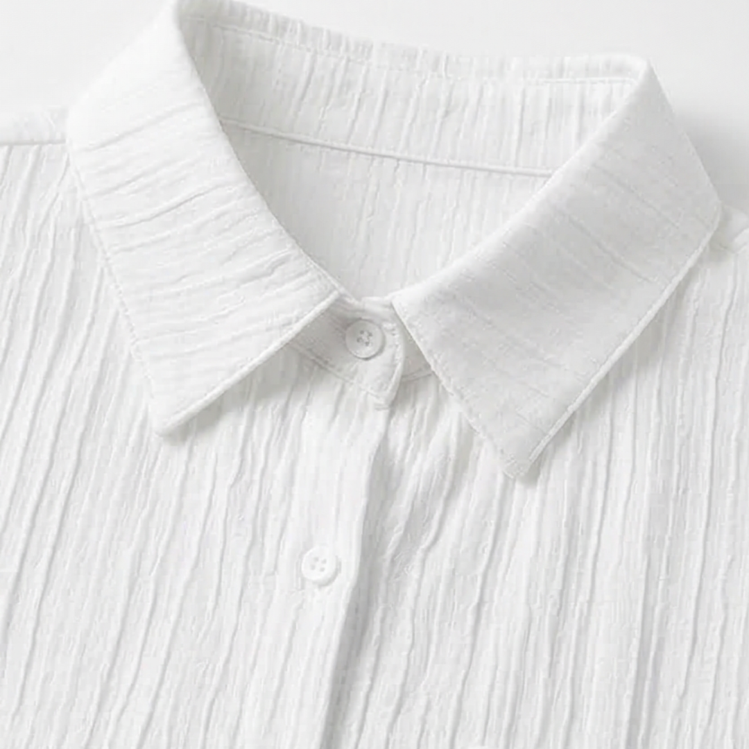 Vivara™ – Textured Crinkle Button Down Blouse