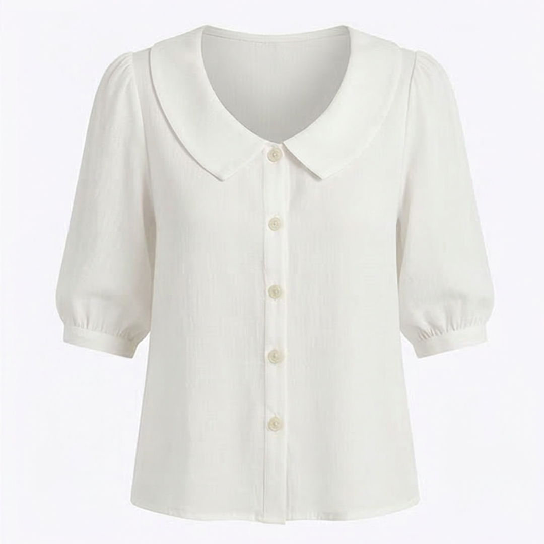 Collara™ – Retro Peter Pan Collar Button Up Blouse
