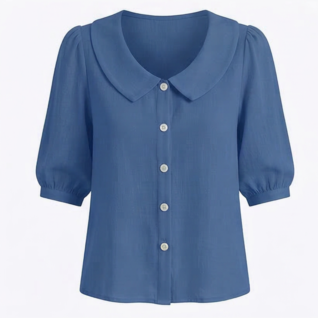 Collara™ – Retro Peter Pan Collar Button Up Blouse