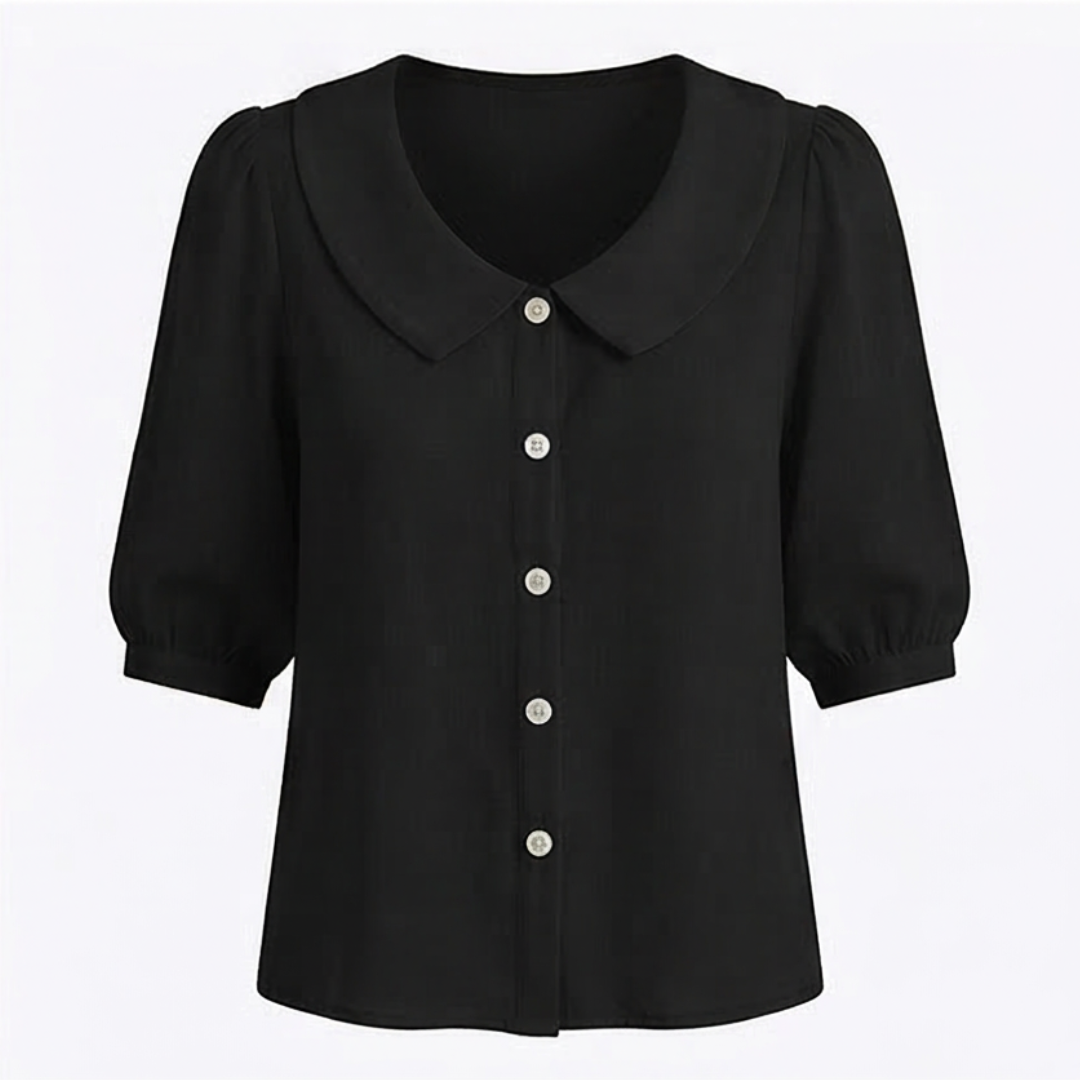 Collara™ – Retro Peter Pan Collar Button Up Blouse