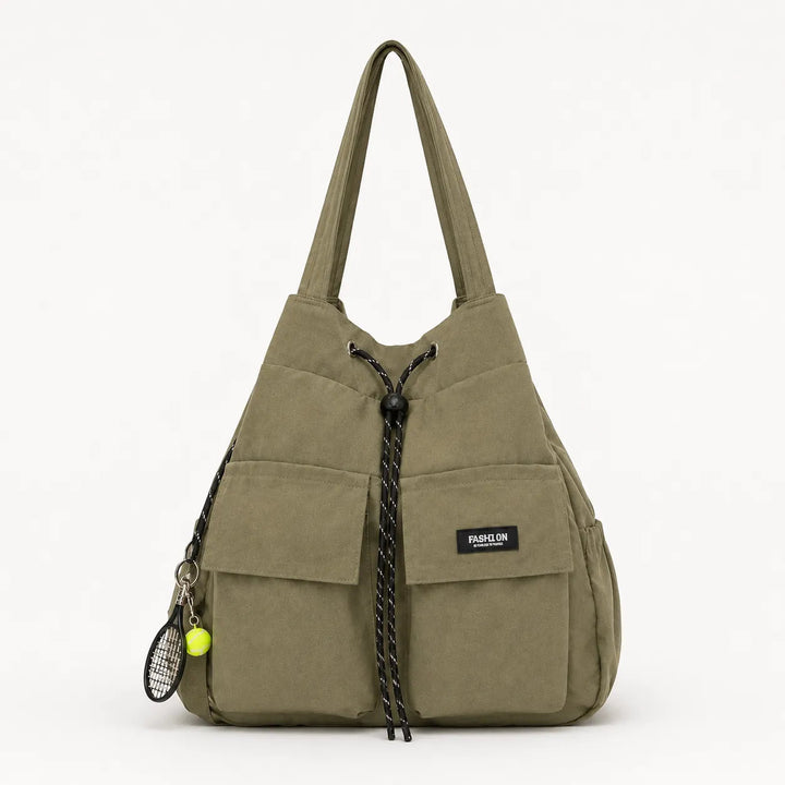 Carryall – Convertible Drawstring Canvas Tote Backpack with Cargo Pockets