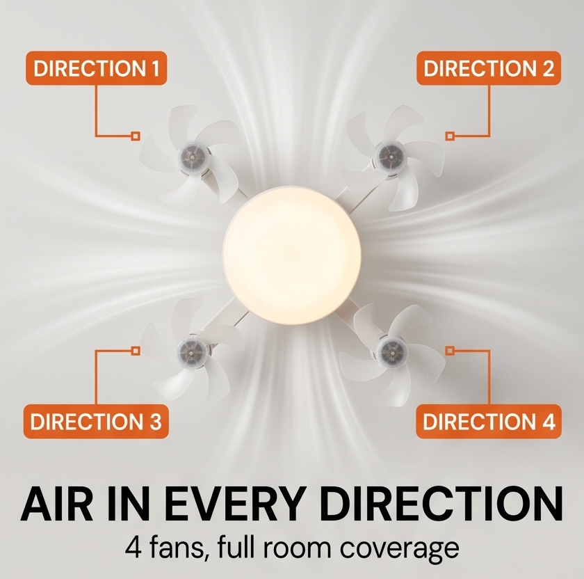 Aerolux™ – 4-Fan LED Ceiling Light for Hot Rooms