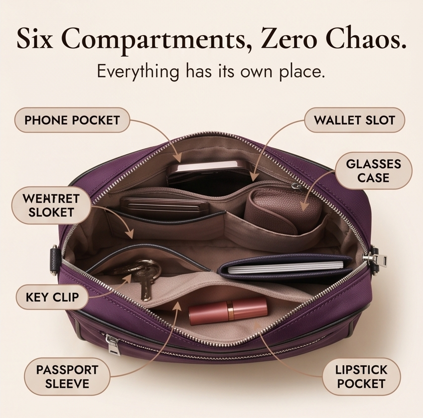 Carryella™ – Multi-Pocket Shoulder Bag with Anti-Theft Design