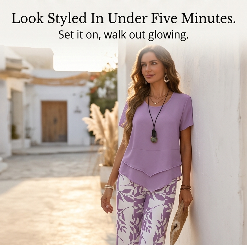 Lunavia™ Asymmetric Tunic & Wide Leg Pants Set