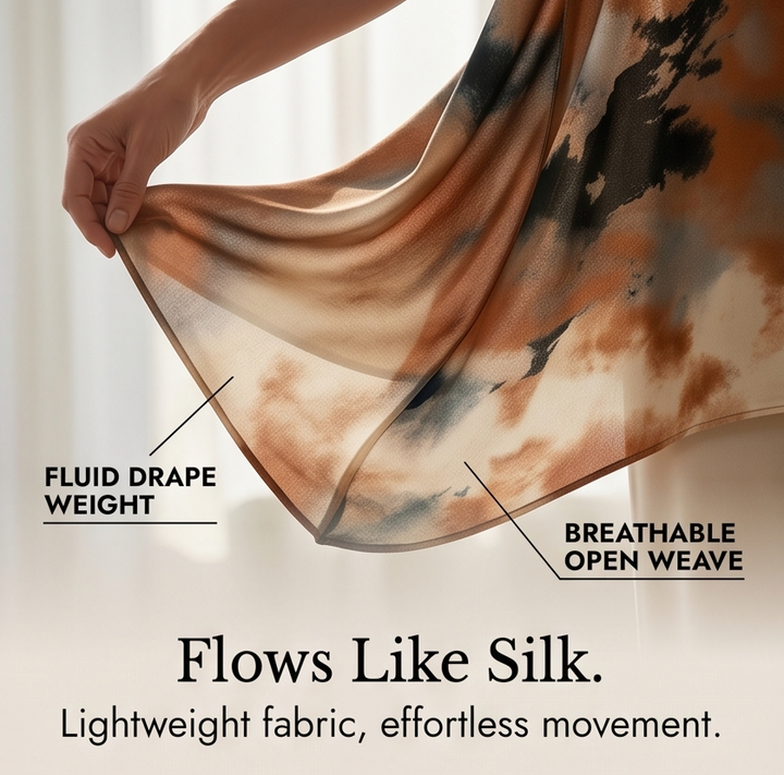 Aterra™ - Artistic Watercolor Tunic and Wide Leg Pants Set