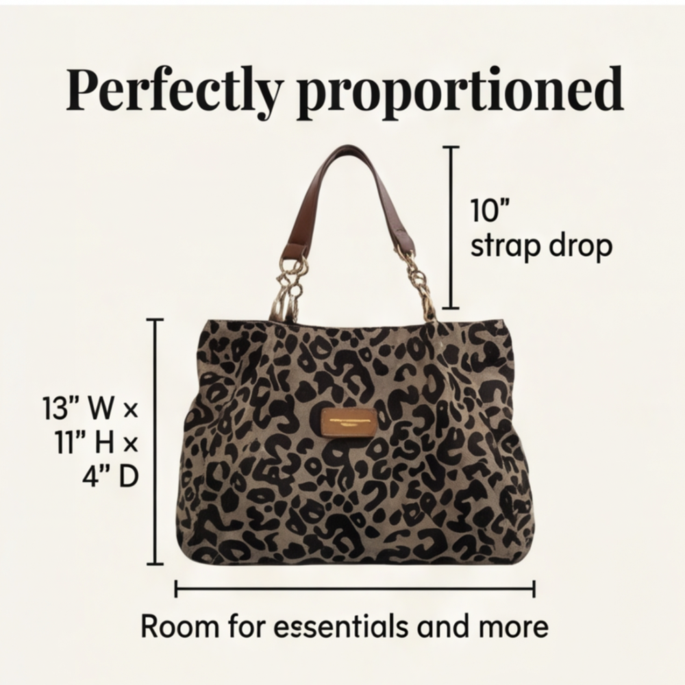 Lynxe™ – Leopard Print Tote with Chain Detail