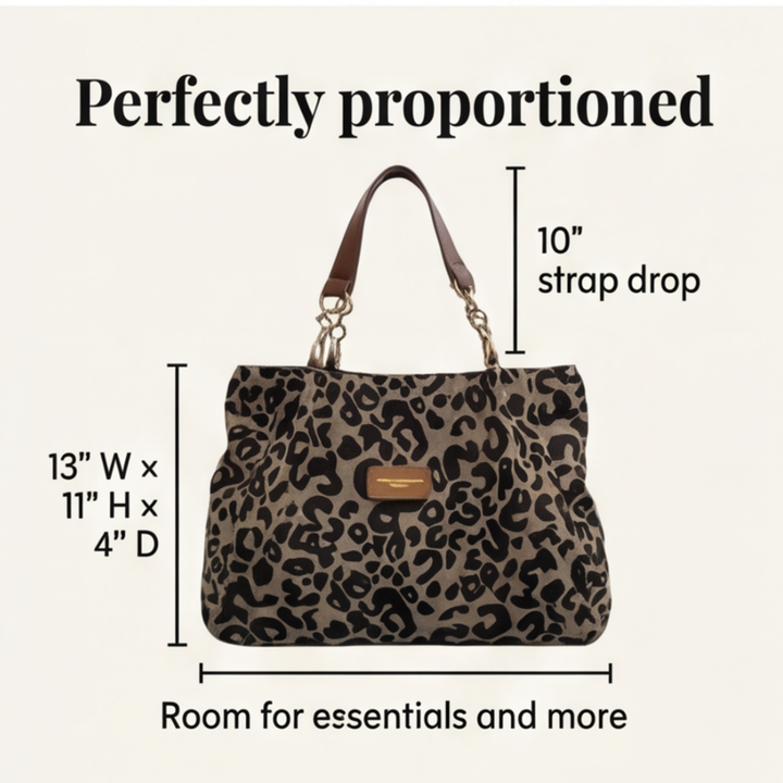 Lynxe™ – Leopard Print Tote with Chain Detail