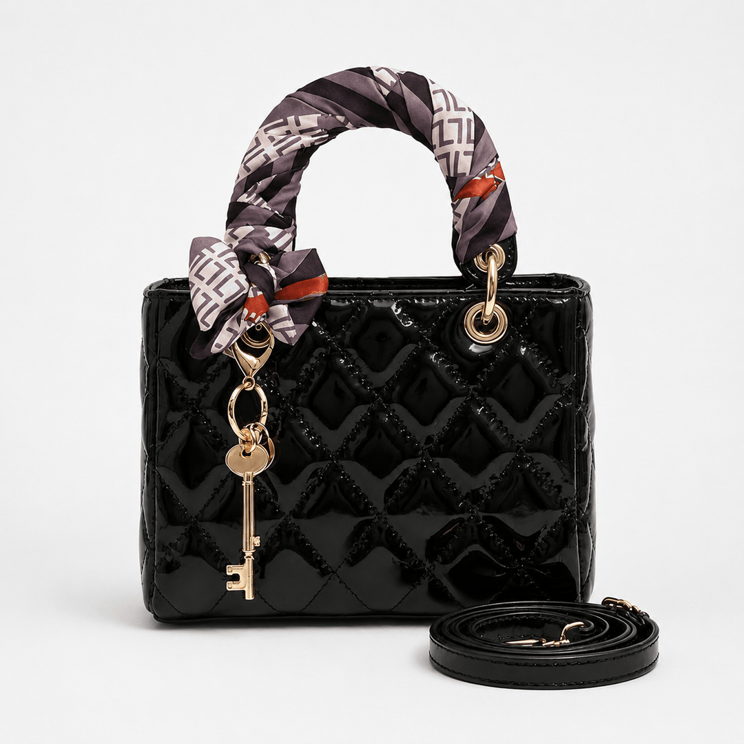 Belaire™ – Quilted Handbag with Silk Scarf Handles