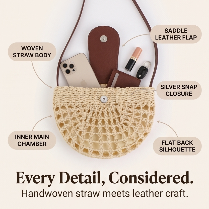 Boheme™ - Woven Straw Crossbody Bag for Effortless Summer Style