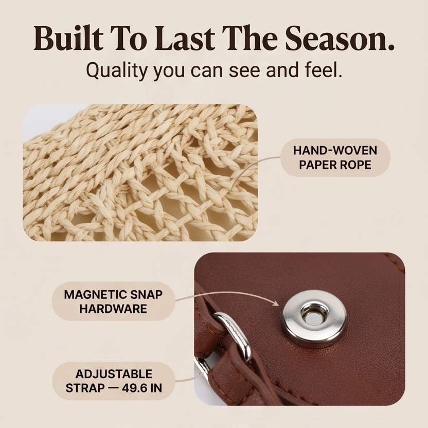 Boheme™ - Woven Straw Crossbody Bag for Effortless Summer Style
