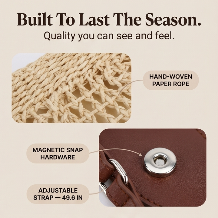 Boheme™ - Woven Straw Crossbody Bag for Effortless Summer Style