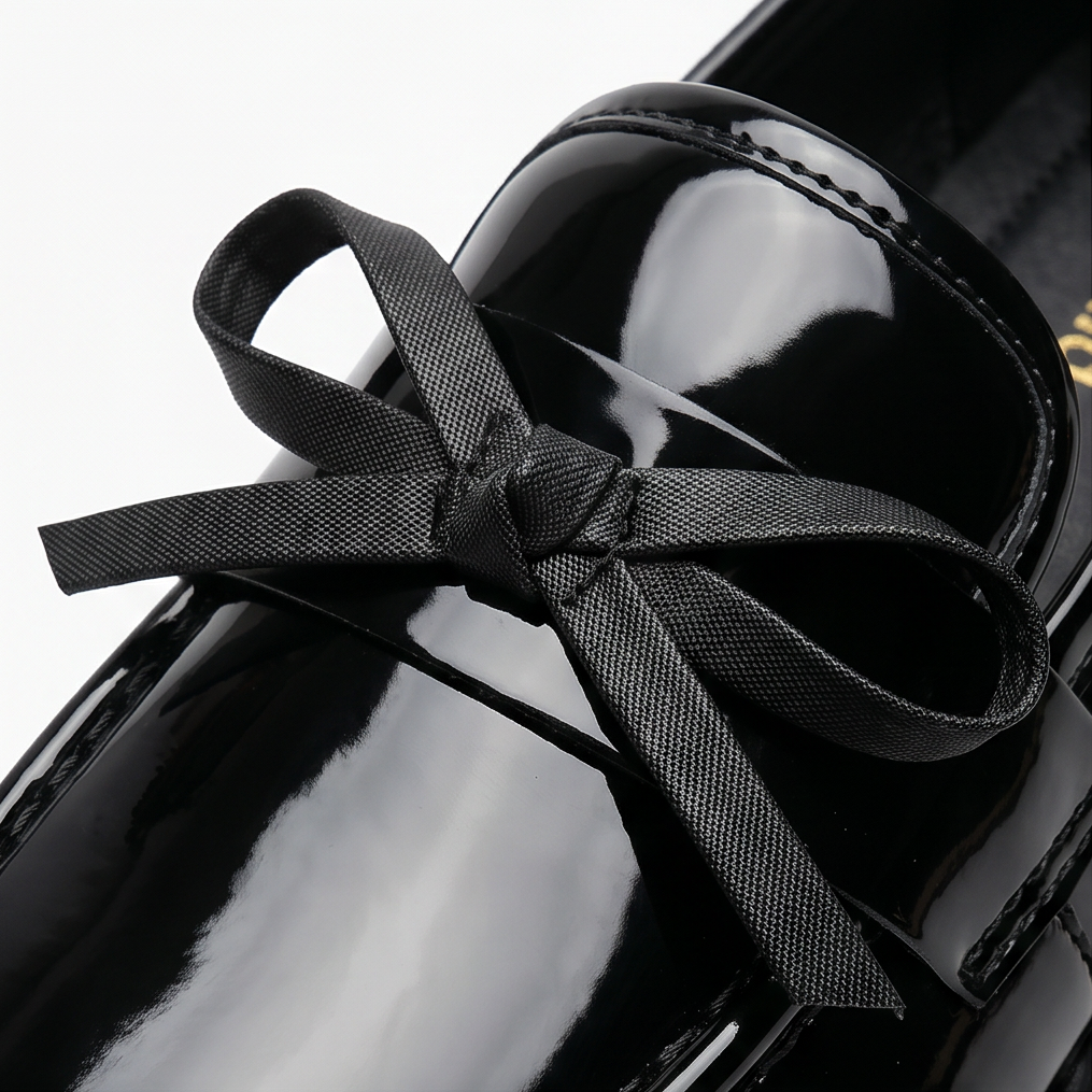 Bowella™ – Glossy Bow Loafers with Cushioned Platform