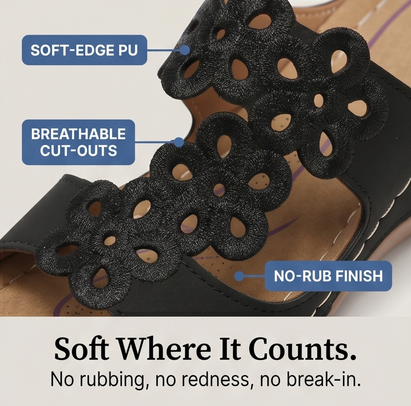 BreezeWalk™ – Cushioned Floral Wedge Sandals