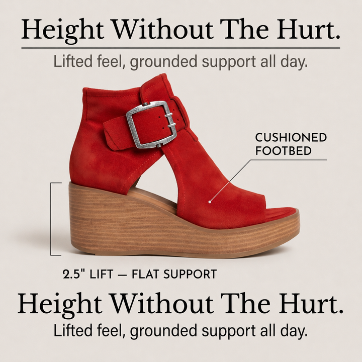 Elsera™ – Peep-Toe Platform Wedges with Buckle Detail