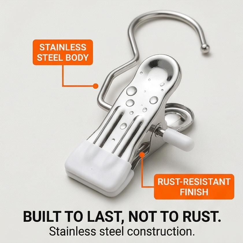 Clipvault™ – Stainless Steel Closet Clip Hooks (20 Pack)