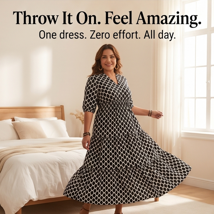 Curvella™ – Boho Maxi Dress with Pockets
