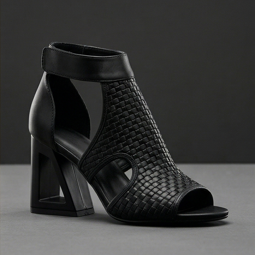 Tessara™ — Woven Peep Toe Block Heel Sandals