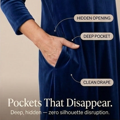Sofelle™ - Velvet Cocoon Midi Dress with Hidden Pockets